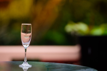 Wine glasses placed at the party.