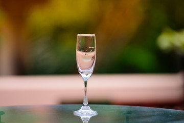 Wine glasses placed at the party.