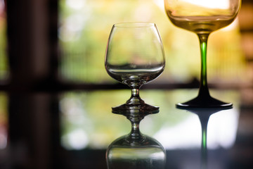 Wine glasses placed at the party.