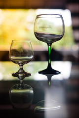 Wine glasses placed at the party.