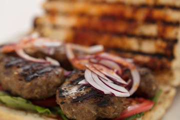 homemade spicy meatball sub sandwich