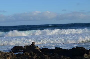 Wavy Beaches of Oahu Island Hawaii USA