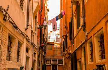Fototapeta na wymiar South Europe, architecture - moody colorful street corner
