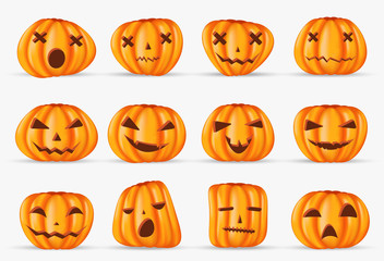 happy halloween pumpkin realistic decoration element isolated on background