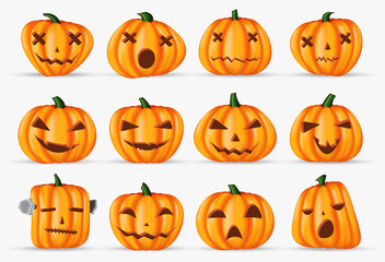 happy halloween pumpkin realistic decoration element isolated on background