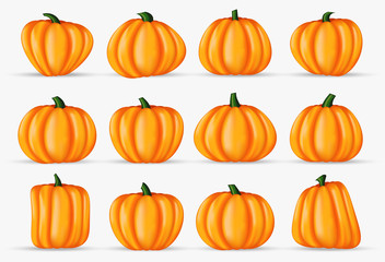 happy halloween pumpkin realistic decoration element isolated on background