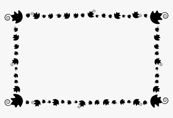 happy halloween frame border rectangle pumpkin leaf pattern decoration element isolated on background