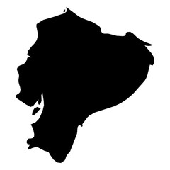Ecuador - solid black silhouette map of country area. Simple flat vector illustration.
