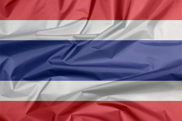 Fabric flag of Thailand. Crease of Thai flag background, blue red and white color.