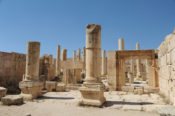 The ruined city of Jerash is Jordan's largest and most interesting Roman site, and a major tourist drawcard. Its imposing ceremonial gates, colonnaded avenues, temples and theatres 