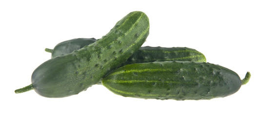 fresh, green cucumbers isolated on white background