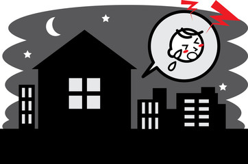近所に夜泣きのなき声を響かせる赤ちゃん