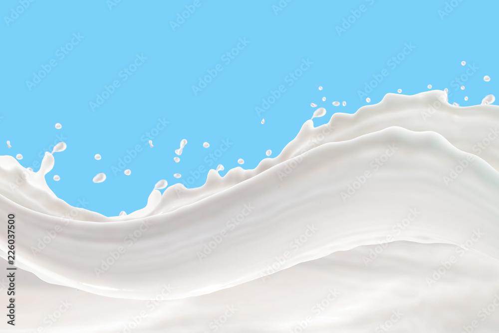 Wall mural Milk Splash On blue background