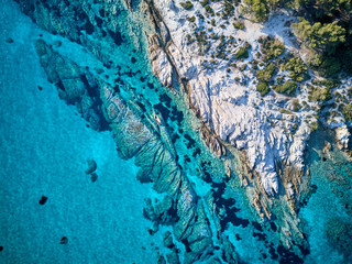 Beautiful rocky coastline aerial view