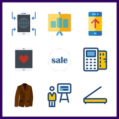 businessman vector icons set. lecture, up, presentation and point of service in this set.