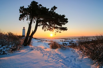 beautiful landscape on the popular Baltic island Hiddensee in winter