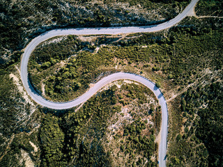 Winding road aerial view