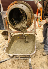 Mixing of concrete in a concrete mixer
