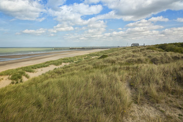 Fototapeta na wymiar North Sea beach and dunes at Blankenberge, Belgium