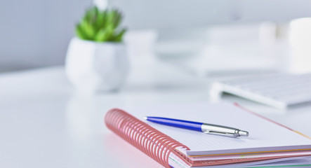 Workspace desktop, documents on the office table