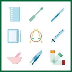9 science icon. Vector illustration science set. beaker and medicine icons for science works
