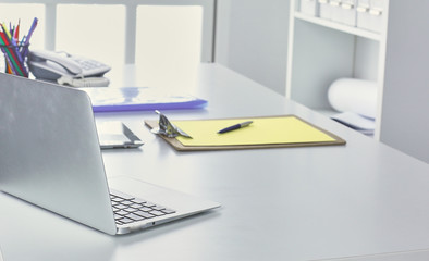 Workspace desktop, documents on the office table