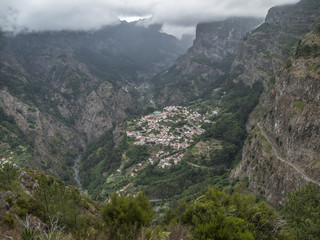 Naklejka premium aerial view on the rocky center of Madeira Island,Portugal