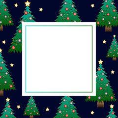 Christmas Tree with Star on Dark Blue Banner Card