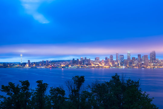 Seattle skyline at dawn, Washington State, USA