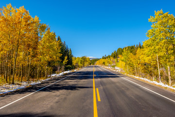 Highway at autumn in Colorado, USA.