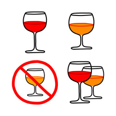 Alcohol drink drawing on white background