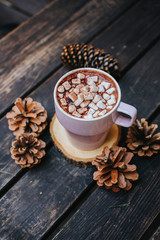 Aroma coffee cup with roasted beans on vintage old background