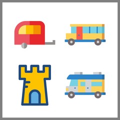 4 tour icon. Vector illustration tour set. bus and motorhome icons for tour works