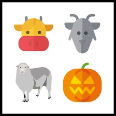 4 farm icons set