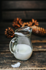Aroma coffee cup with roasted beans on vintage old background