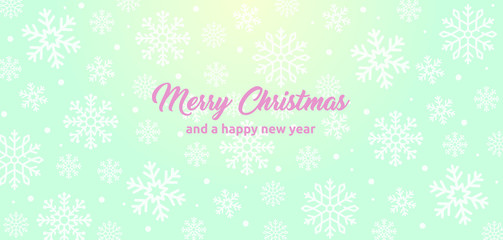 Fototapeta na wymiar weihnachtliche Design Grußkarte mit Merry Christmas und Schneekristallen