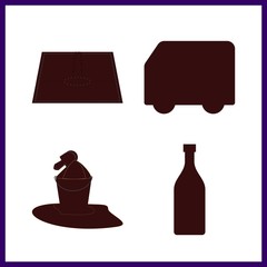 4 container icon. Vector illustration container set. bucket and bag icons for container works