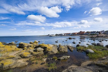 Fototapeta na wymiar View of fishing hamlet on east coast of Bornholm island - Aarsdale, Denmark