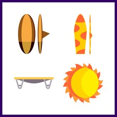sunset icon. surf and kid trapoline vector icons in sunset set. Use this illustration for sunset works.
