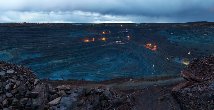 Opencast Mining Quarry for the Extraction of Ironstone Magnetite Ores, panorama