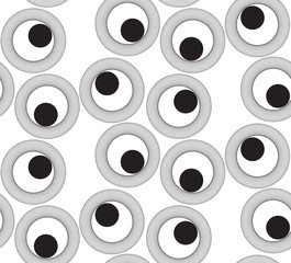 dancing graphic eyes seamless tile in black and white