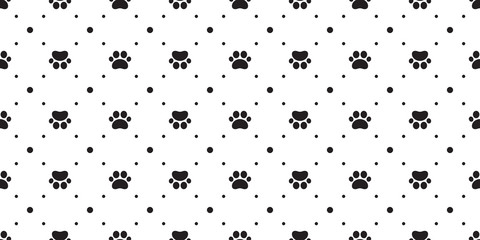 Dog Paw seamless pattern vector footprint cat polka dot tile background repeat wallpaper scarf isolated illustration cartoon