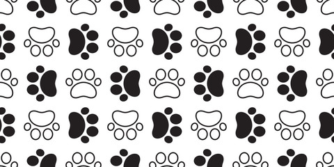 Fototapeta premium Dog Paw seamless pattern vector cat footprint kitten puppy tile background repeat wallpaper isolated cartoon illustration