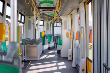 Modern city tram interior