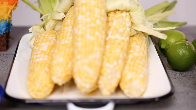 Fresh ingredients for preparing grilling mexican street corn elote