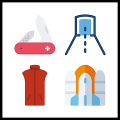 4 army icon. Vector illustration army set. tunnel and vest icons for army works