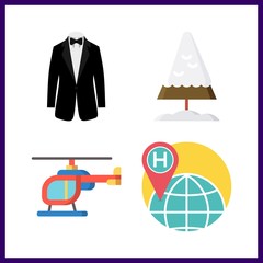 4 cloud icon. Vector illustration cloud set. helicopter and worldwide icons for cloud works