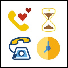 dial vector icons set. phone call, sun watch and clock in this set.