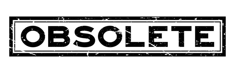 Grunge black obsolete word square rubber seal stamp on white background