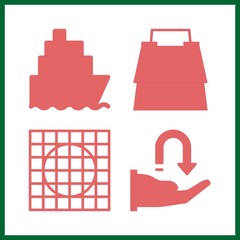 4 container icon. Vector illustration container set. receive and ship icons for container works
